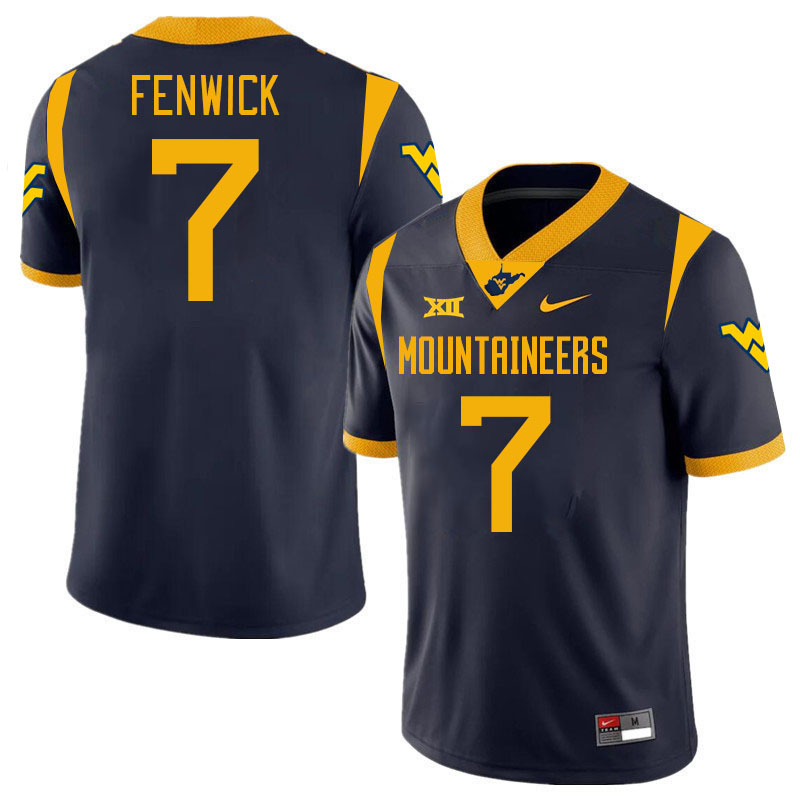 #7 Abe Fenwick West Virginia Mountaineers College 2024 New Uniforms Football Jerseys Stitched Sale-Navy